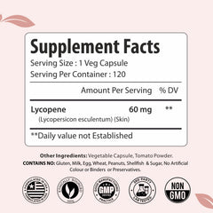 ForestVibe Lycopene capsules closeup highlighting vegan, non-GMO formula.
