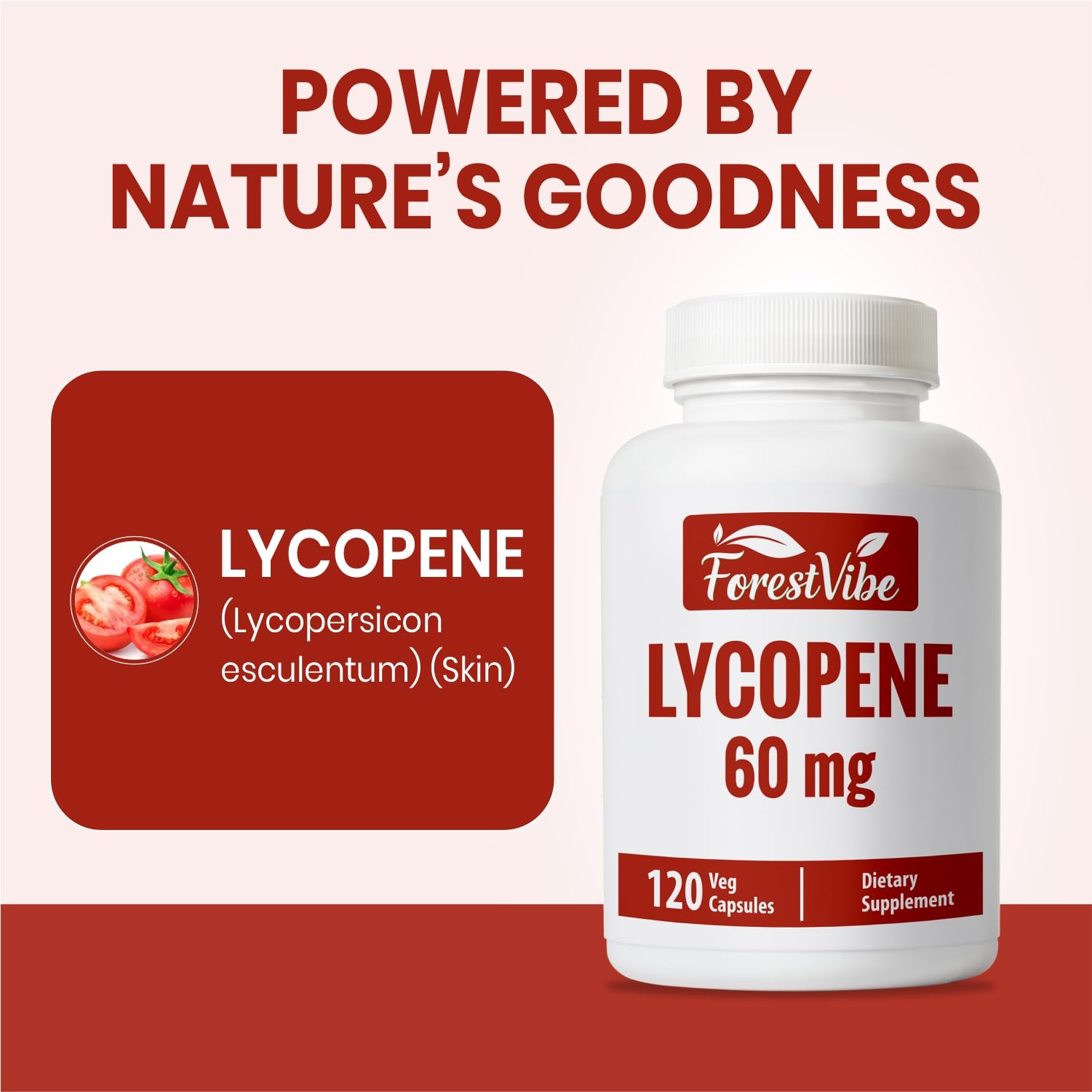 Tomato extract powder in ForestVibe Lycopene highlighting natural sourcing.
