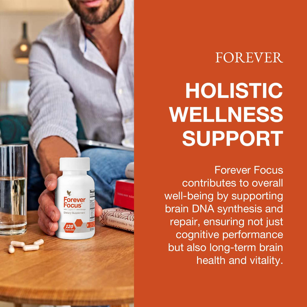 Forever Focus branding with brain icon conveying mental clarity.
