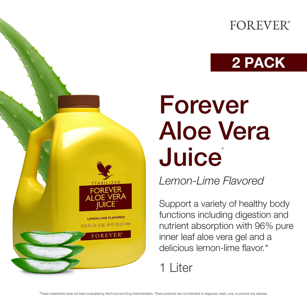 Forever Living Aloe Vera Juice Lemon Lime being poured for post-meal hydration