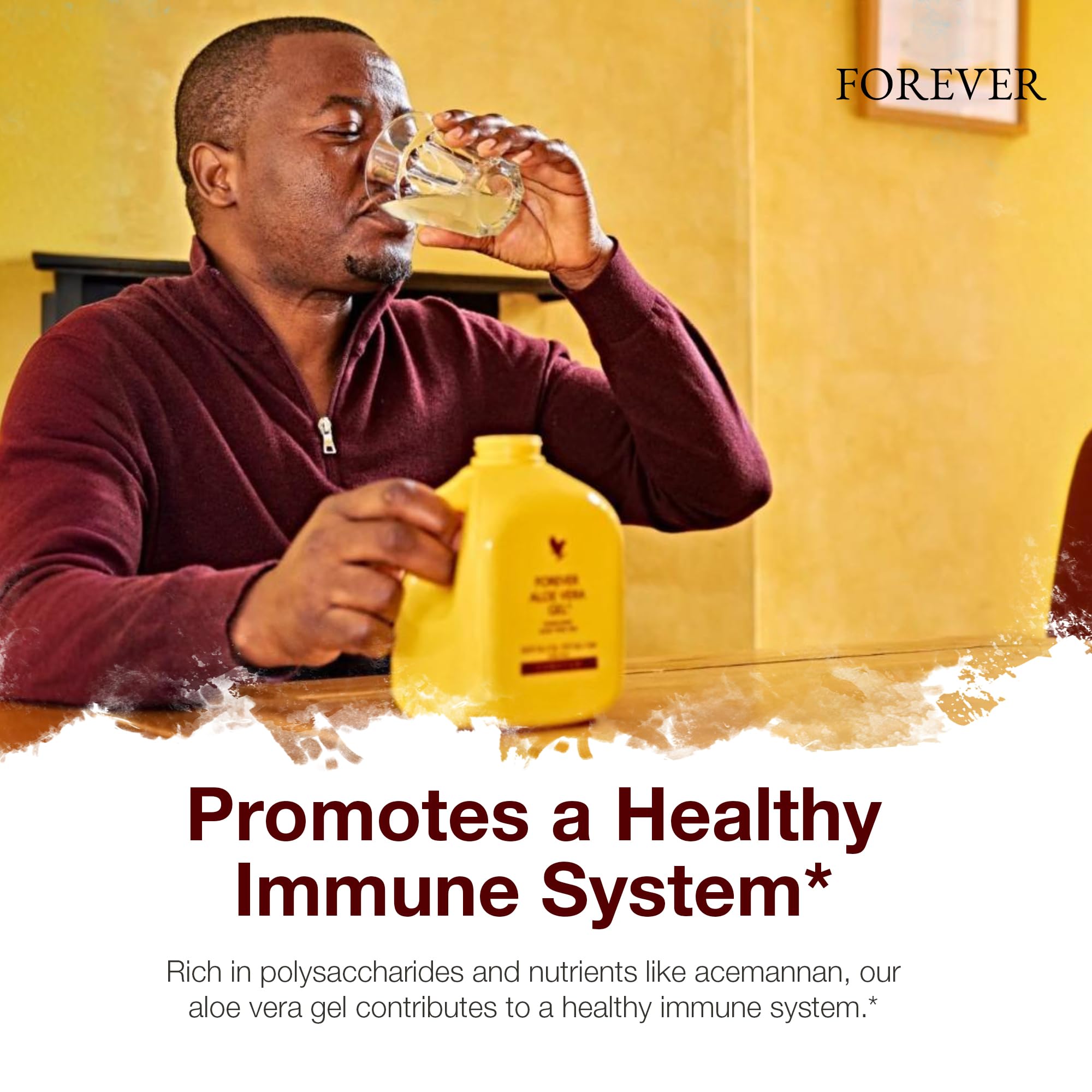 Glass with ice beside Forever Living Aloe Vera Juice Lemon Lime offers refreshing hydration