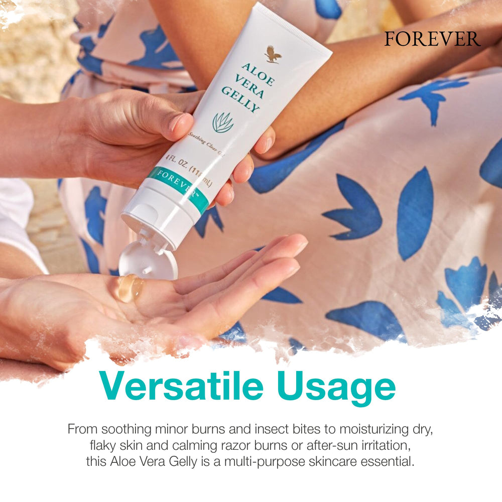 Forever Living Aloe Vera Gelly applied to dry skin provides soothing moisture.
