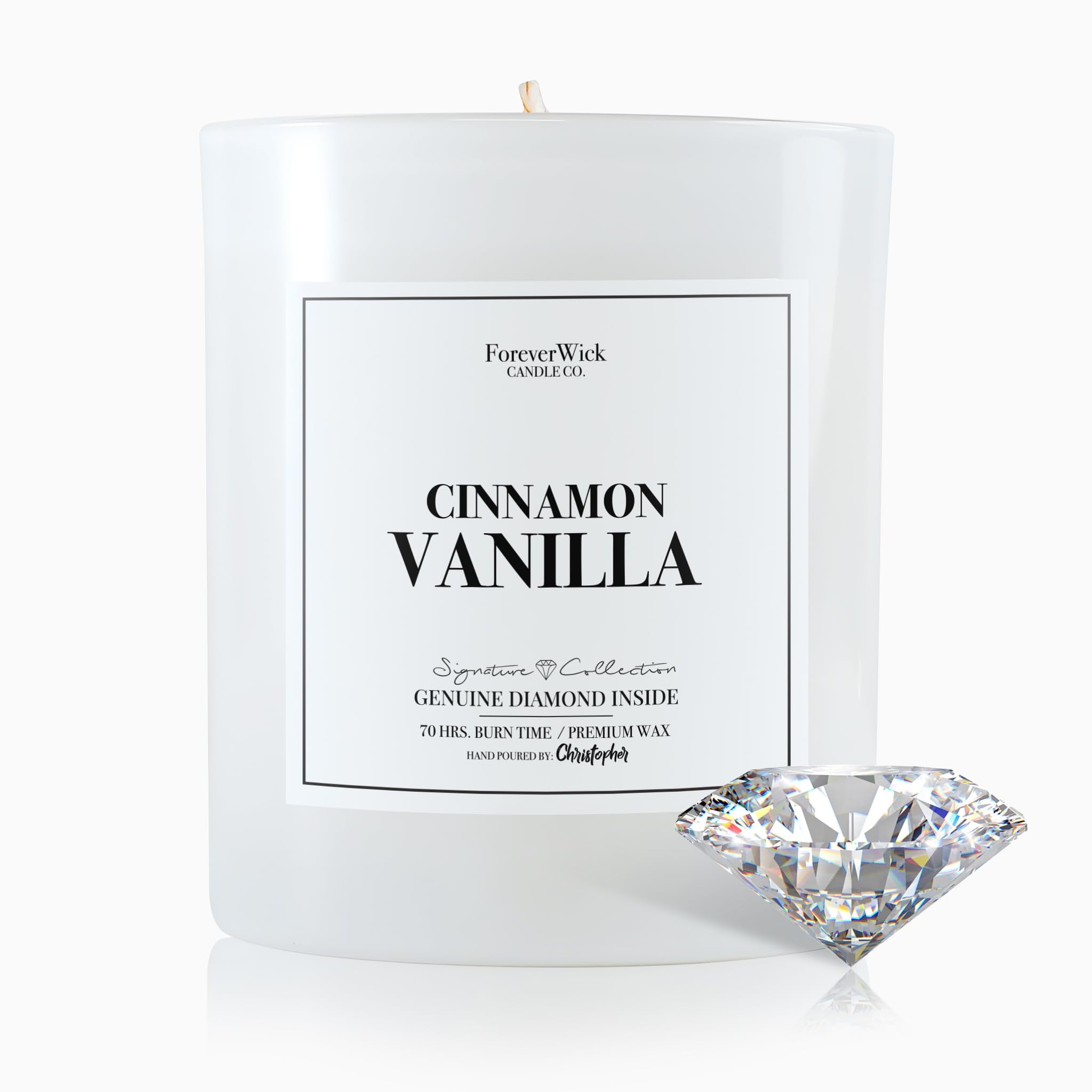 ForeverWick Cinnamon Vanilla Candle jar creates cozy ambiance with warm spice notes.