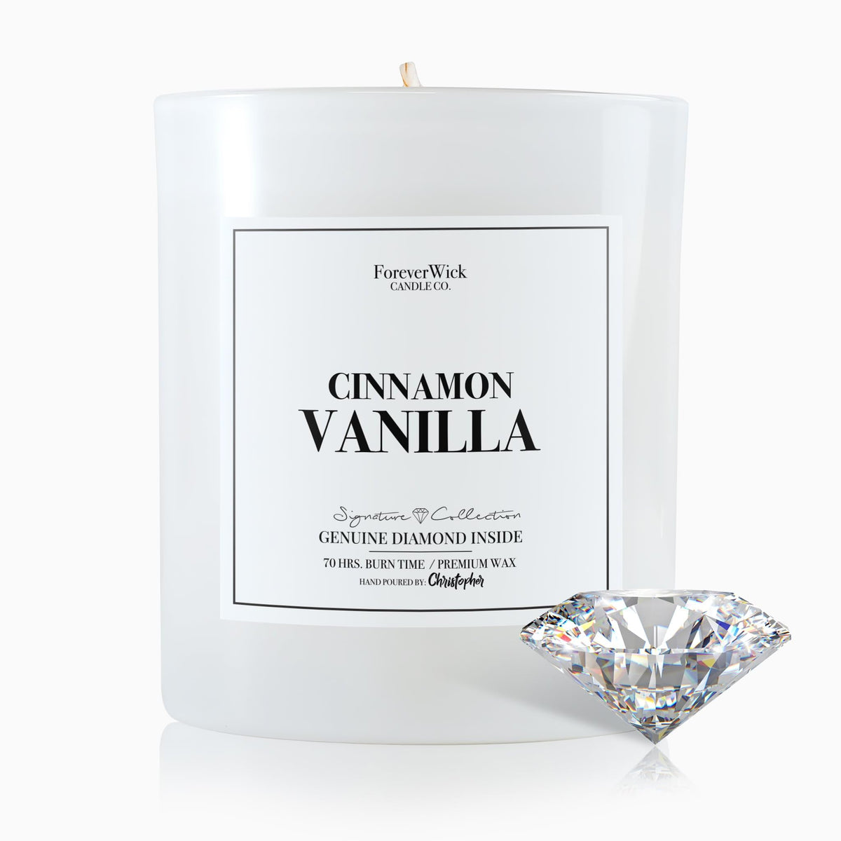 ForeverWick Cinnamon Vanilla Candle jar creates cozy ambiance with warm spice notes.
