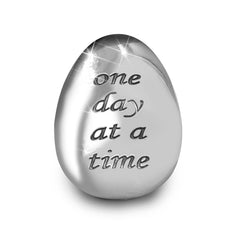 ForFine soothing stone thumb stone close-up with One day at a time engraving for portable calm