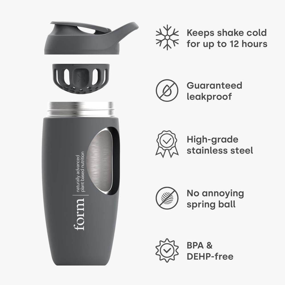 Form shaker in hand for on-the-go hydration and easy use.