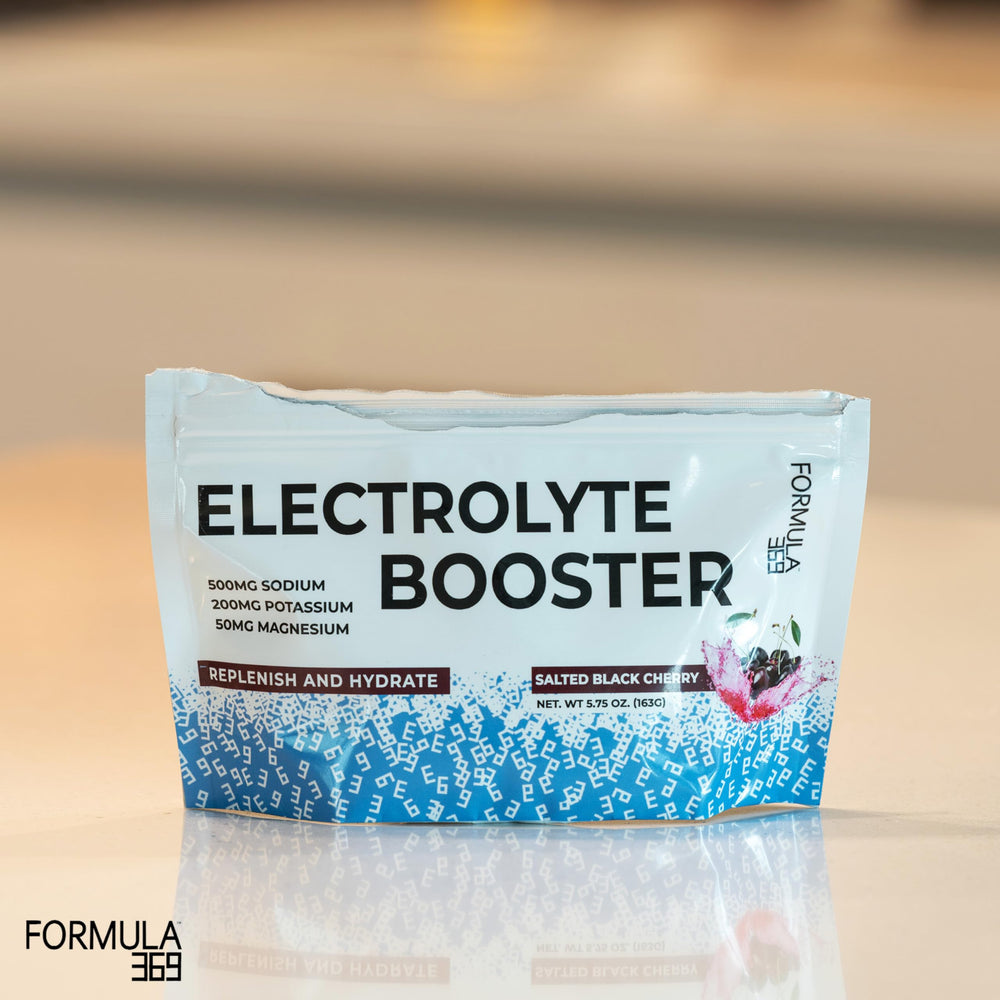 Formula 369 Electrolyte Booster close-up on label and benefits