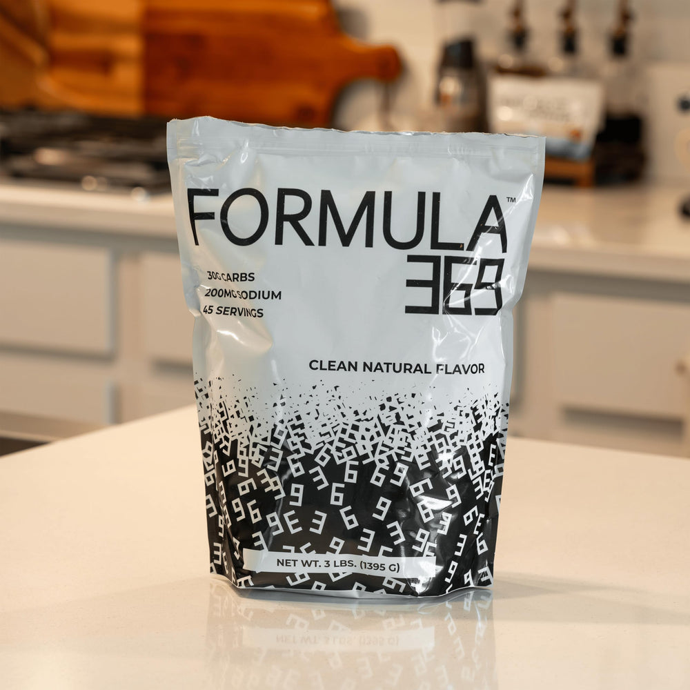 Formula 369 measuring scoop for accurate carb loading.