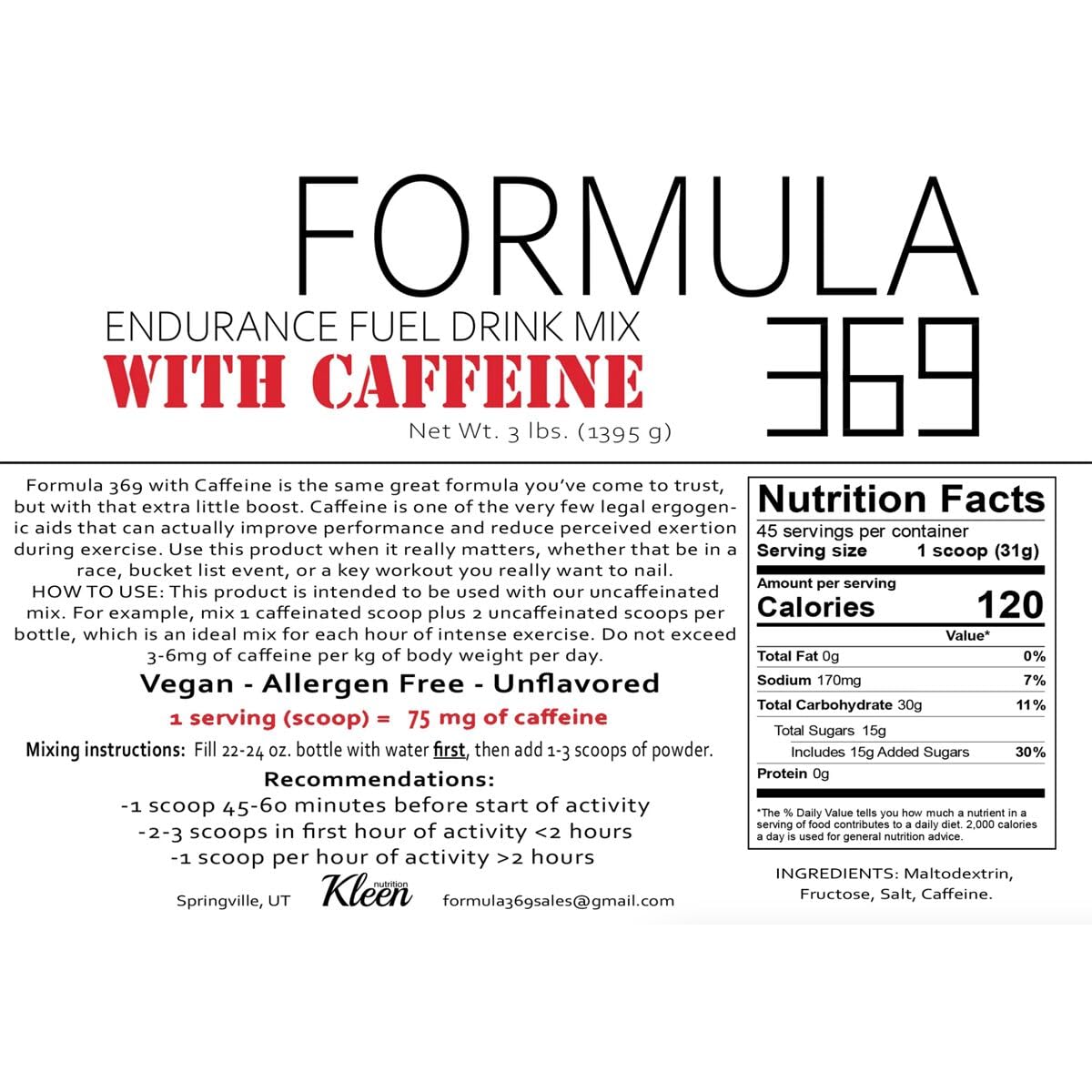 Formula 369 with Caffeine ready-to-drink serving setup for long sessions
