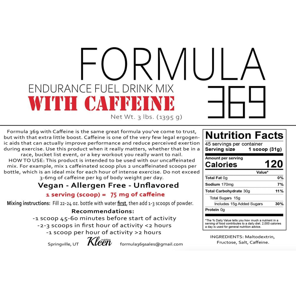 Formula 369 with Caffeine ready-to-drink serving setup for long sessions