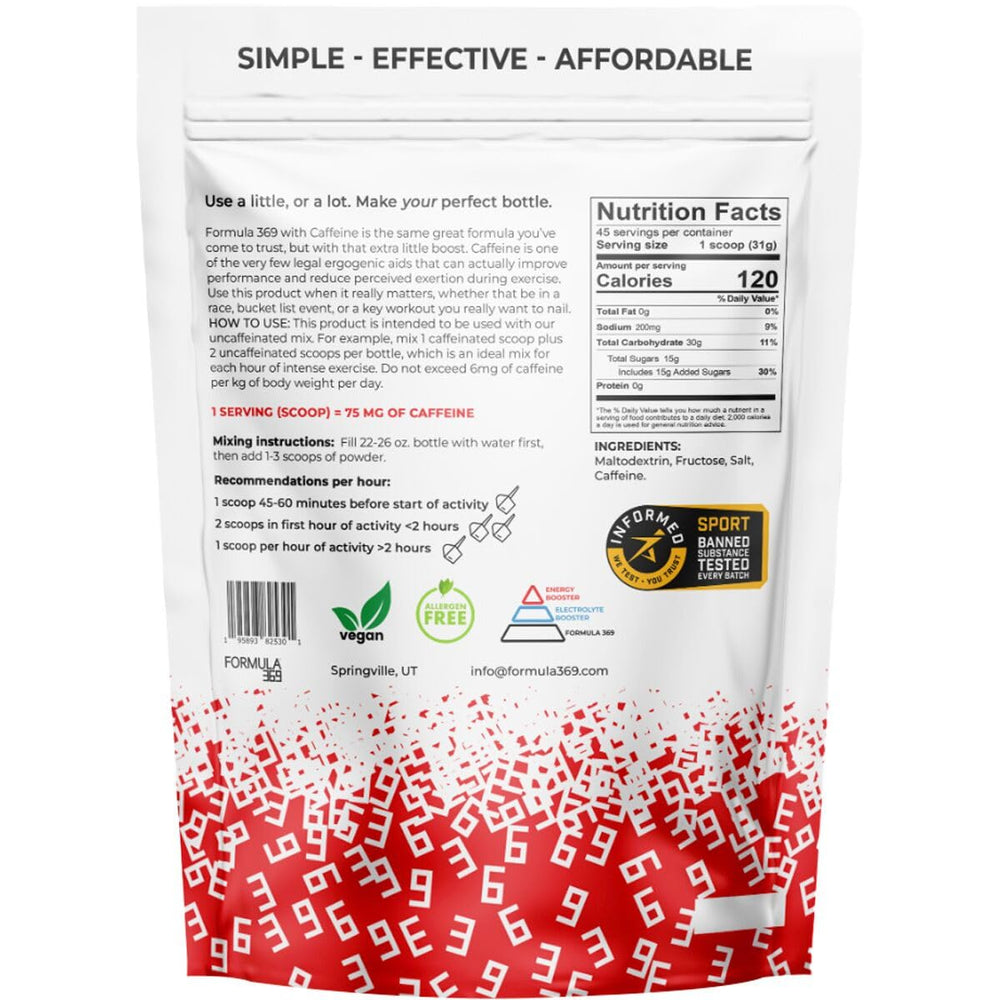 Formula 369 with Caffeine measuring scoop shown for precise portions and consistent energy during workouts