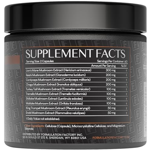 Formulation Factory Shroom Vroom capsules close-up showing supplement form.