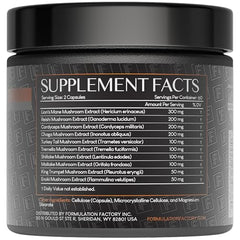Formulation Factory Shroom Vroom capsules close-up showing supplement form.