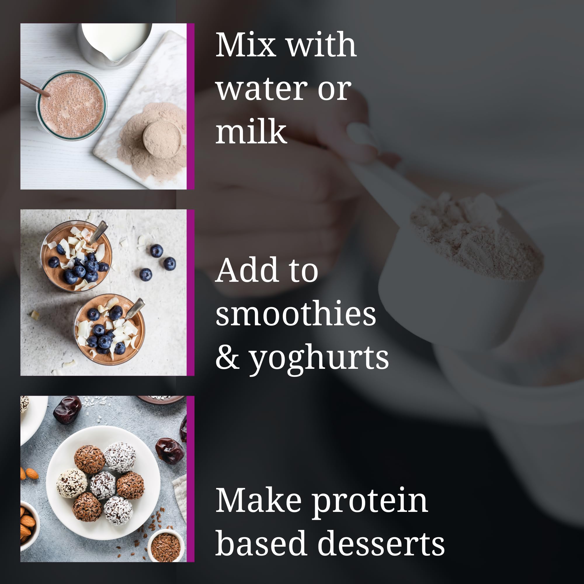 FORTABELLE Protein Powder for Women cocoa flavor mug close-up shows rich, smooth shake.