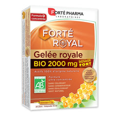 Forté Pharma Organic Royal Jelly 2000mg bottle shot shows premium ingredients for daily vitality