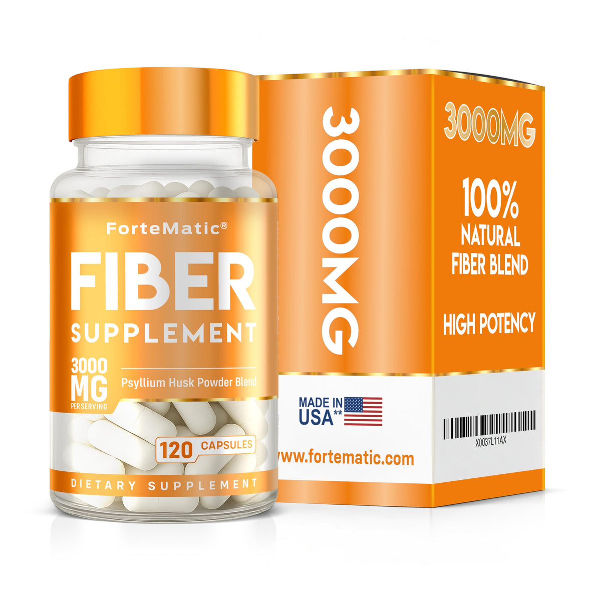 Fortematic fiber-rich capsules close-up for smoother digestion.