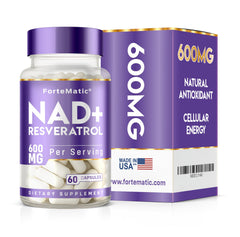 Fortematic NAD+ Resveratrol bottle front view for daily antioxidant support.