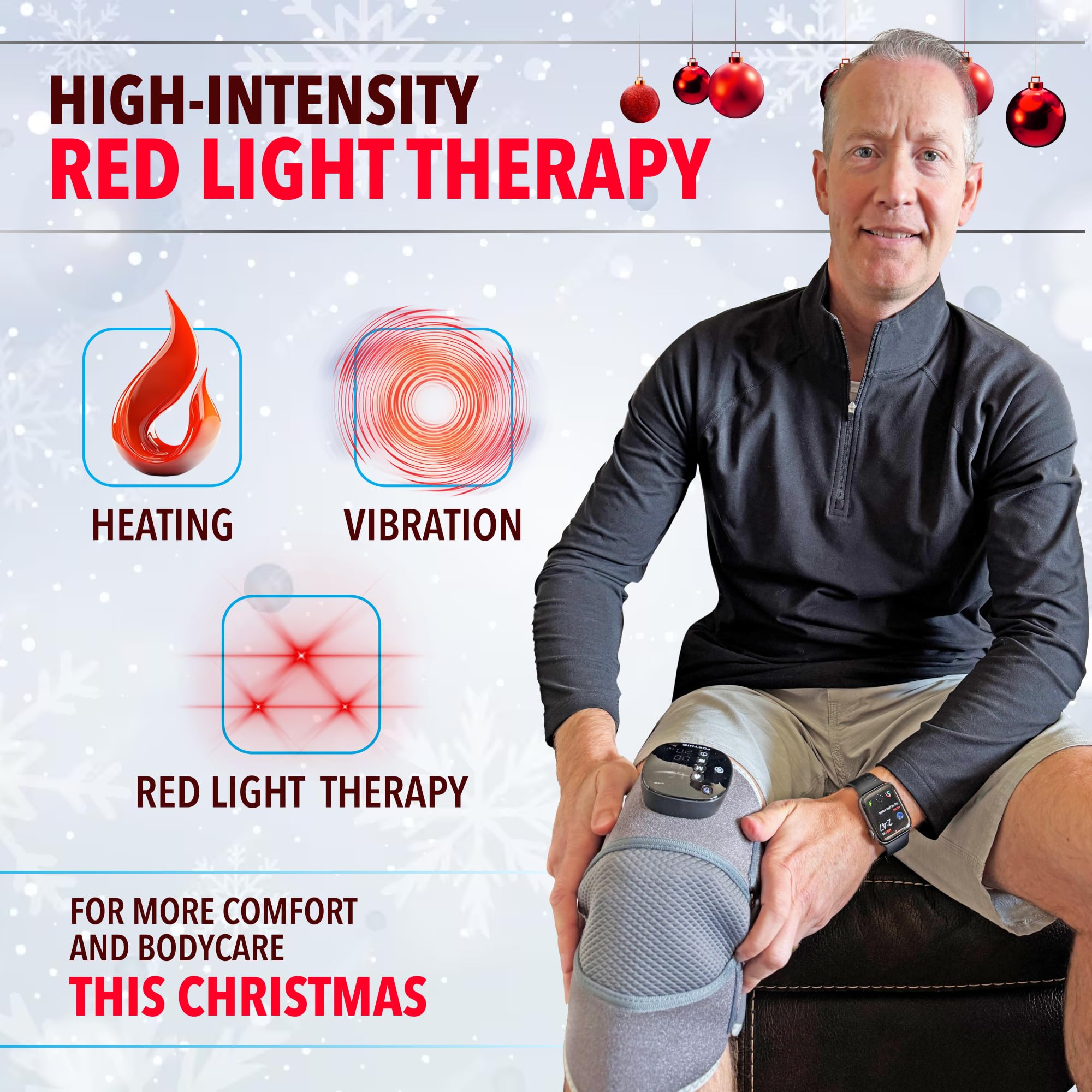 FORTHiQ RED+ knee brace with 52 LEDs delivering red and infrared light coverage