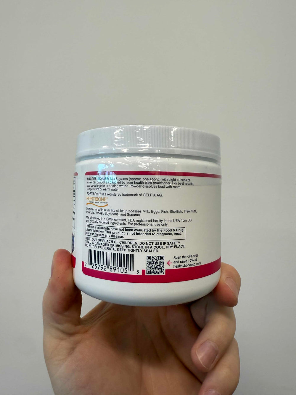 Fortibone collagen bottle sits on kitchen counter ready for daily use