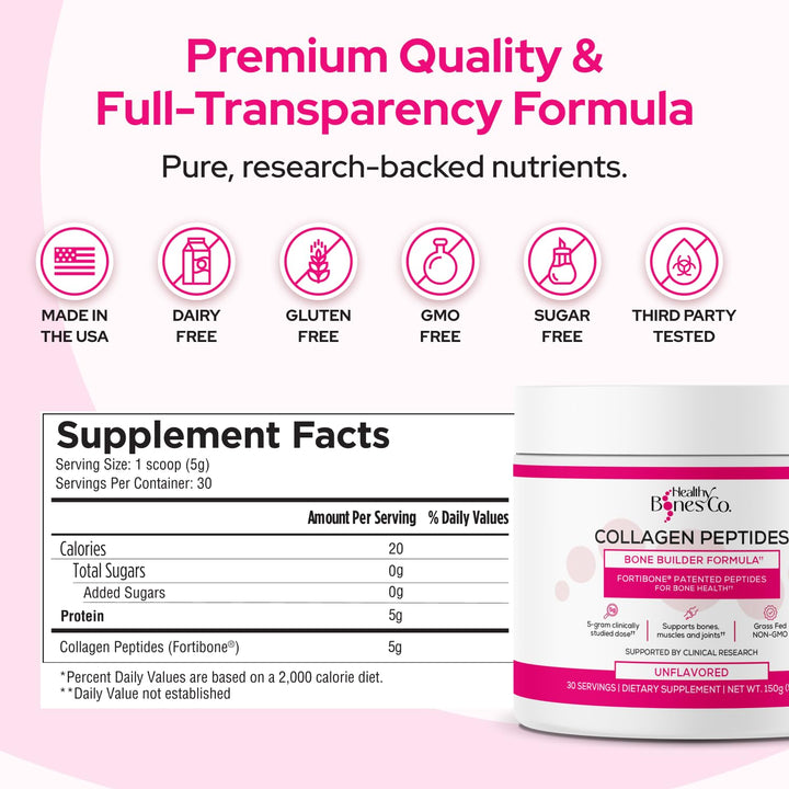 Fortibone unflavored collagen powder blends into smoothie for easy intake