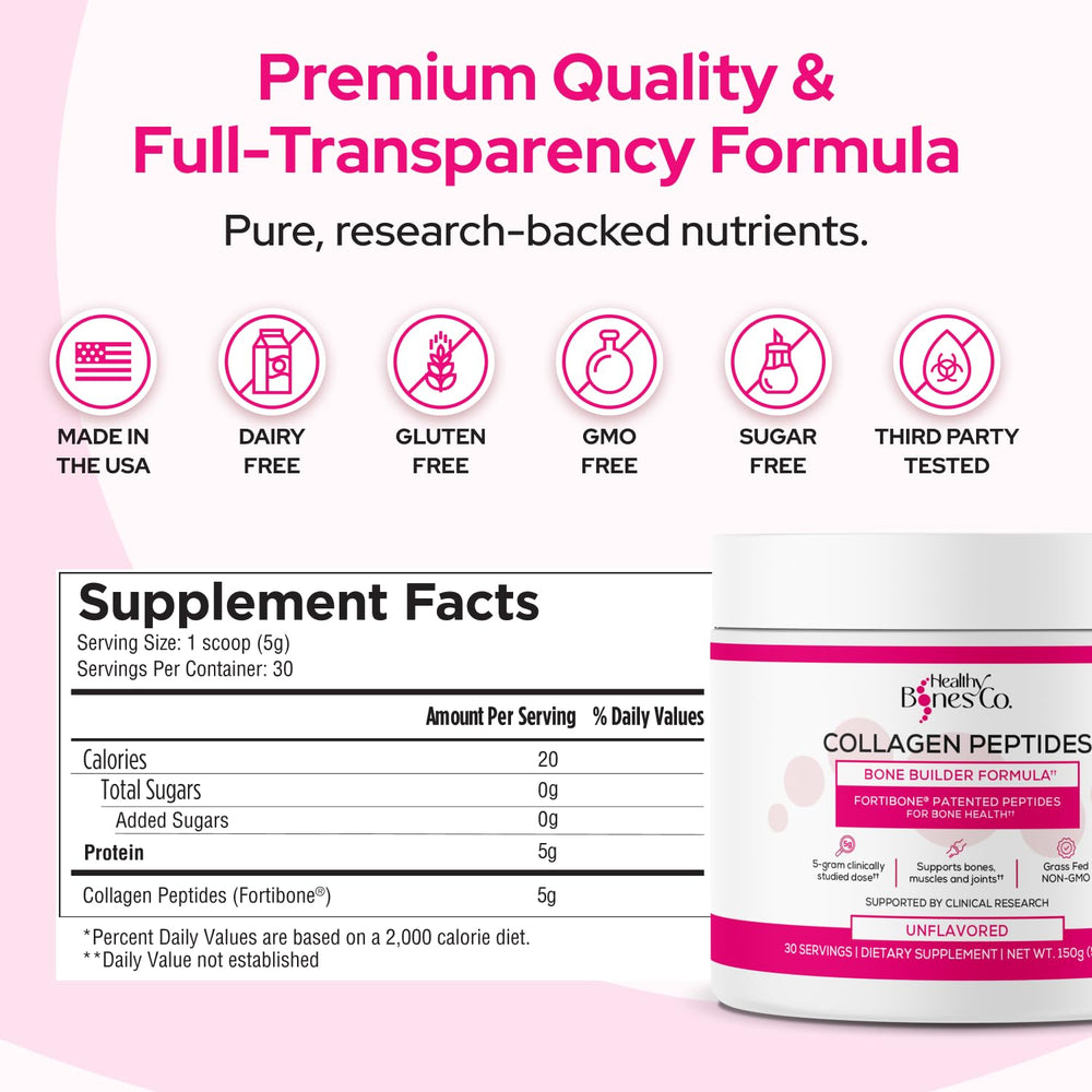 Fortibone unflavored collagen powder blends into smoothie for easy intake