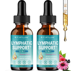 Fortilume Lymphatic Drops bottle close-up highlighting herbal blend for daily wellness.