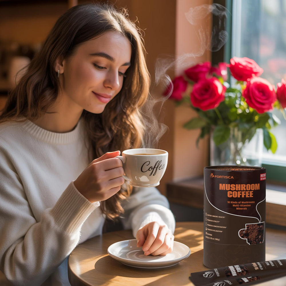 Fortisca 10in1 Mushroom Coffee keto-friendly creaminess from coconut milk.