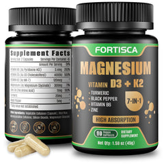 FORTISCA bottle label close-up for high-absorption magnesium support.