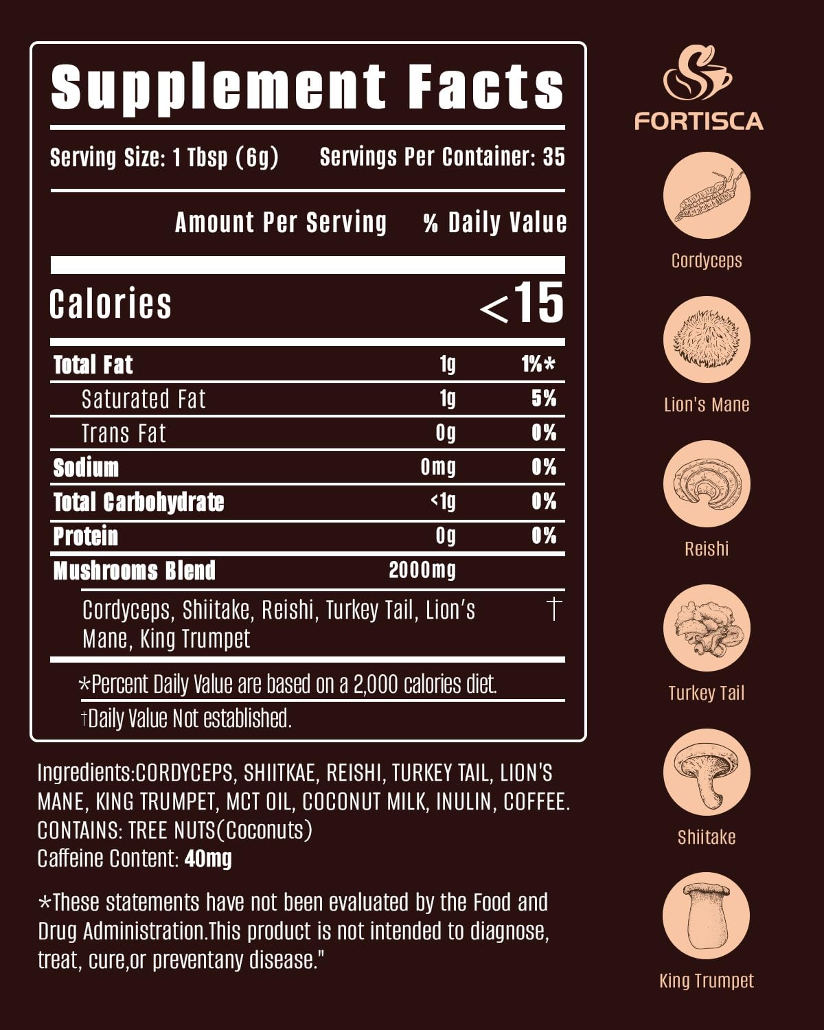 FORTISCA Mushroom Coffee scoop measuring, easy daily ritual and portions.