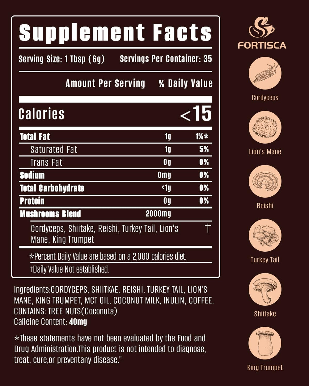FORTISCA Mushroom Coffee scoop measuring, easy daily ritual and portions.