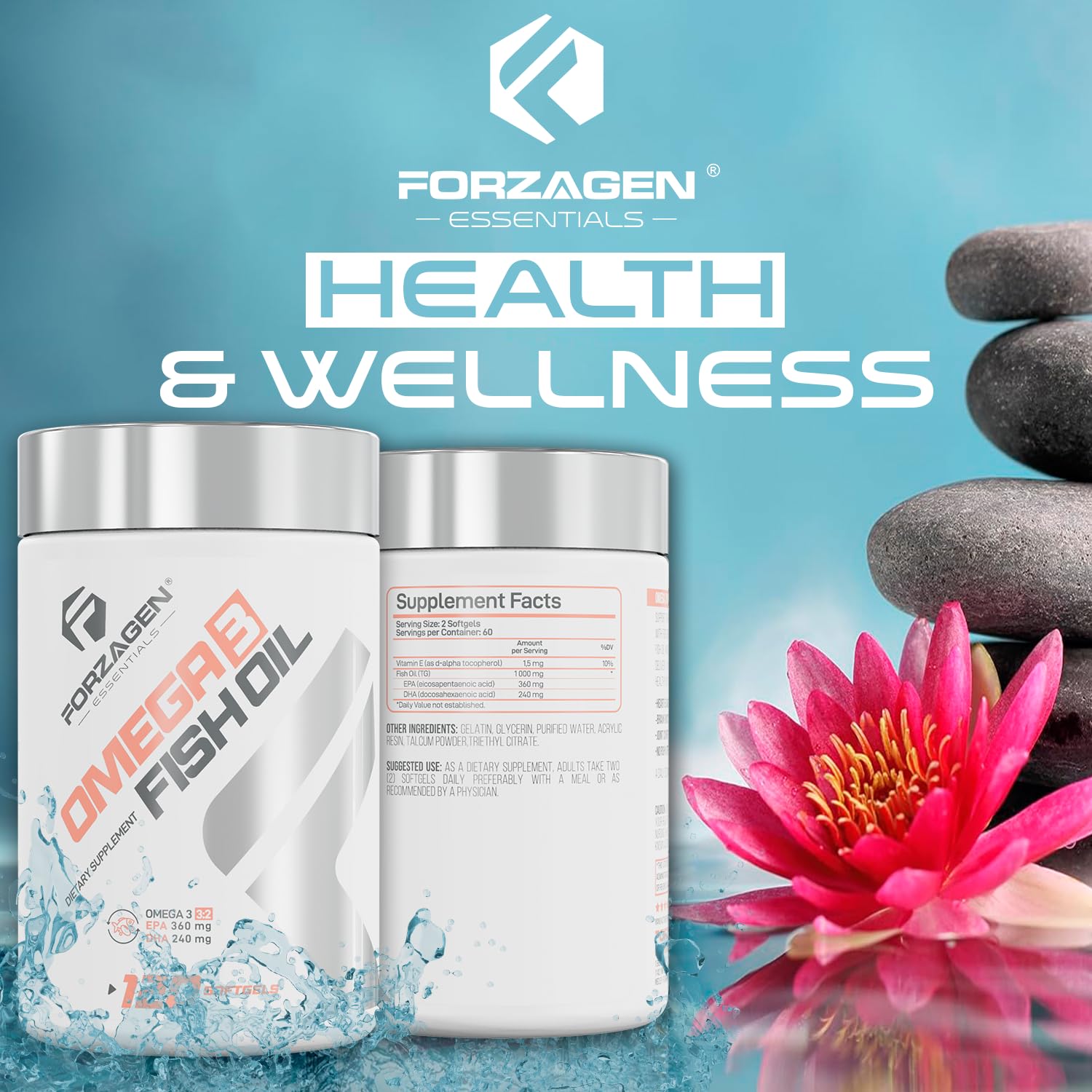 Vitamin E in Forzagen Essentials Omega-3 adds antioxidant-friendly notes.