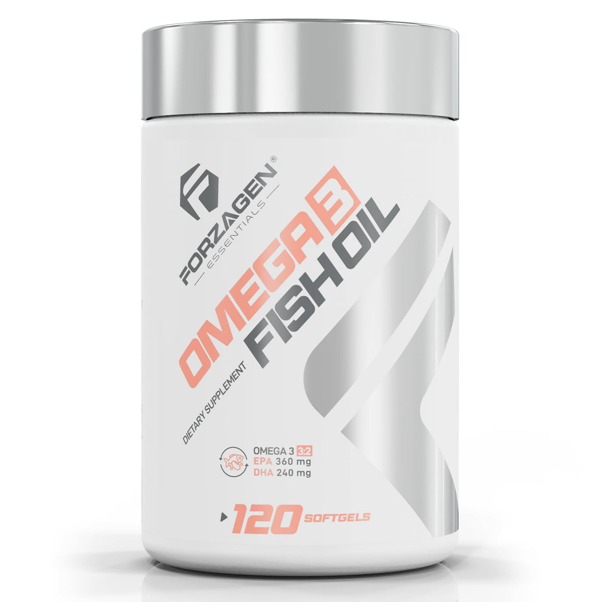 Forzagen Essentials Omega-3 softgels bottle shown for daily dietary support.