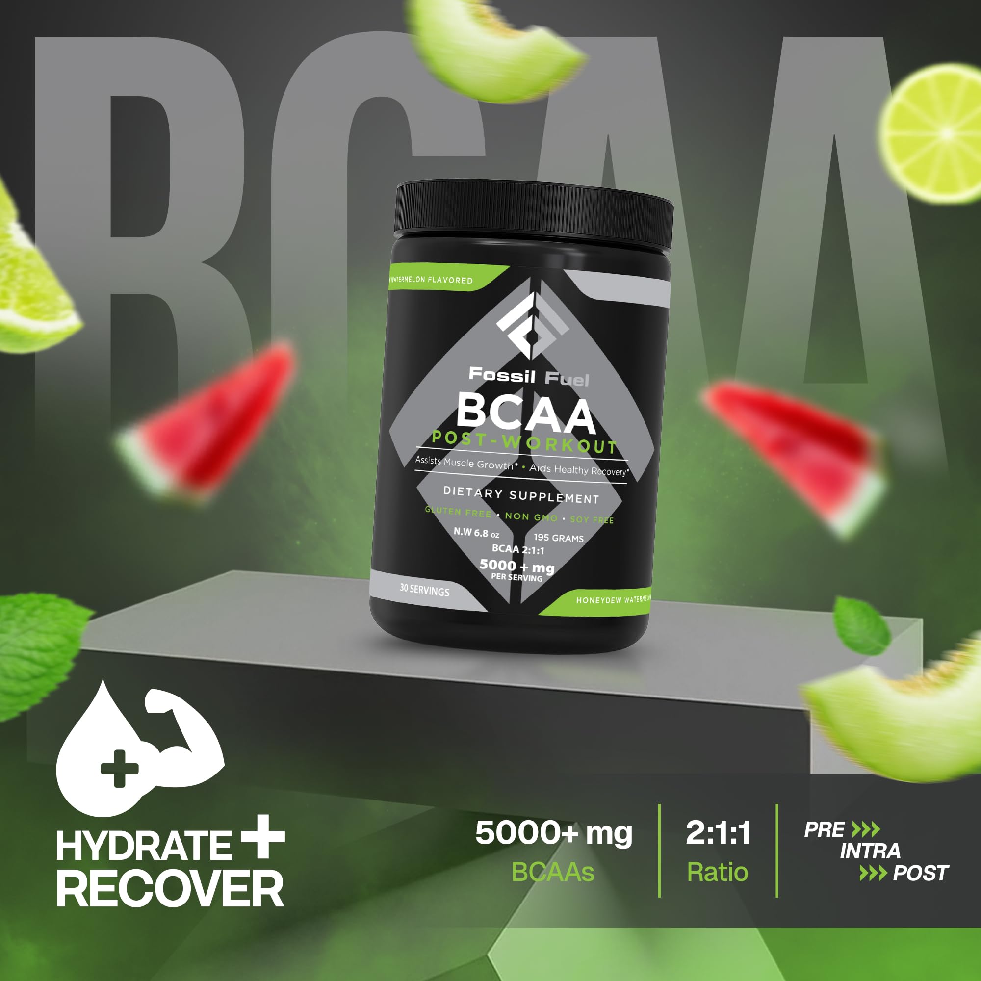 Fossil Fuel bcaa powder athlete workout scene illustrating versatile use.