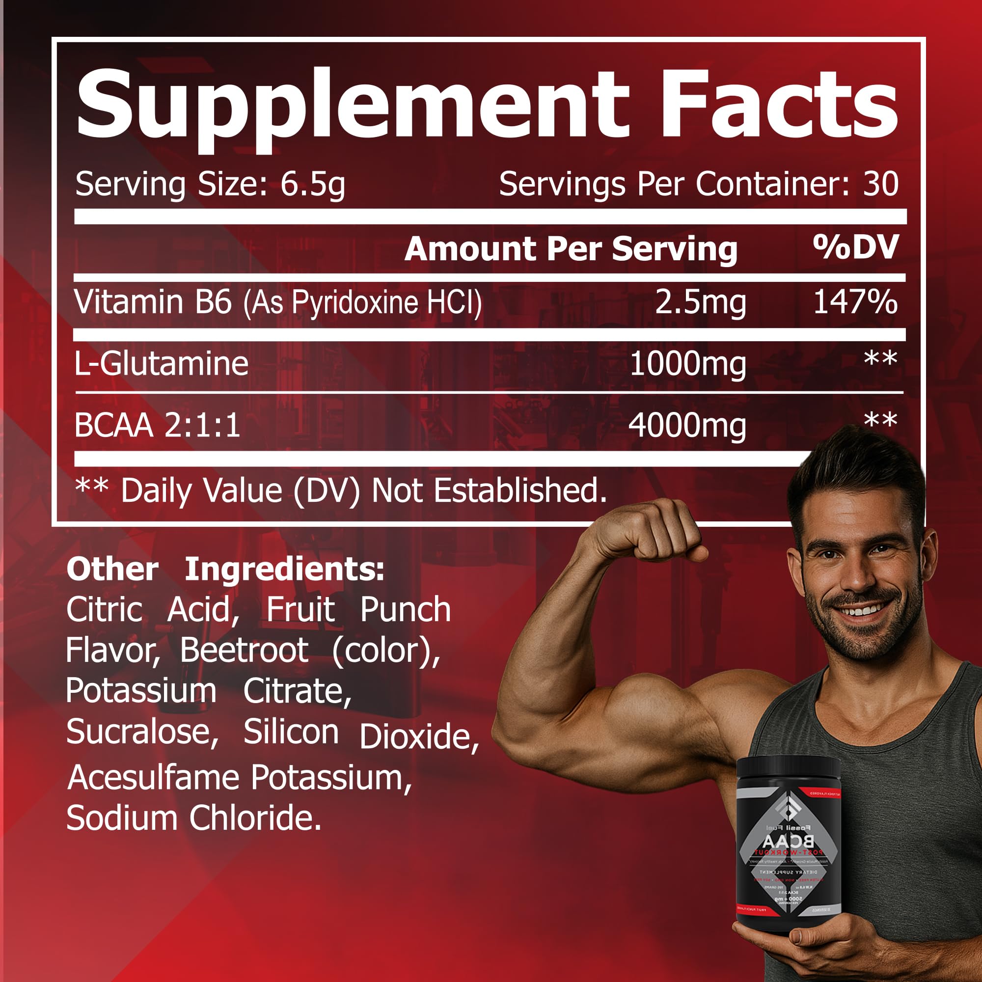 Fossil Fuel BCAA ready-to-mix drink in glass after training