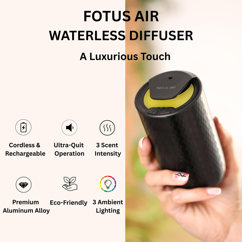 FOTUS AIR diffuser showing mist level control close-up.