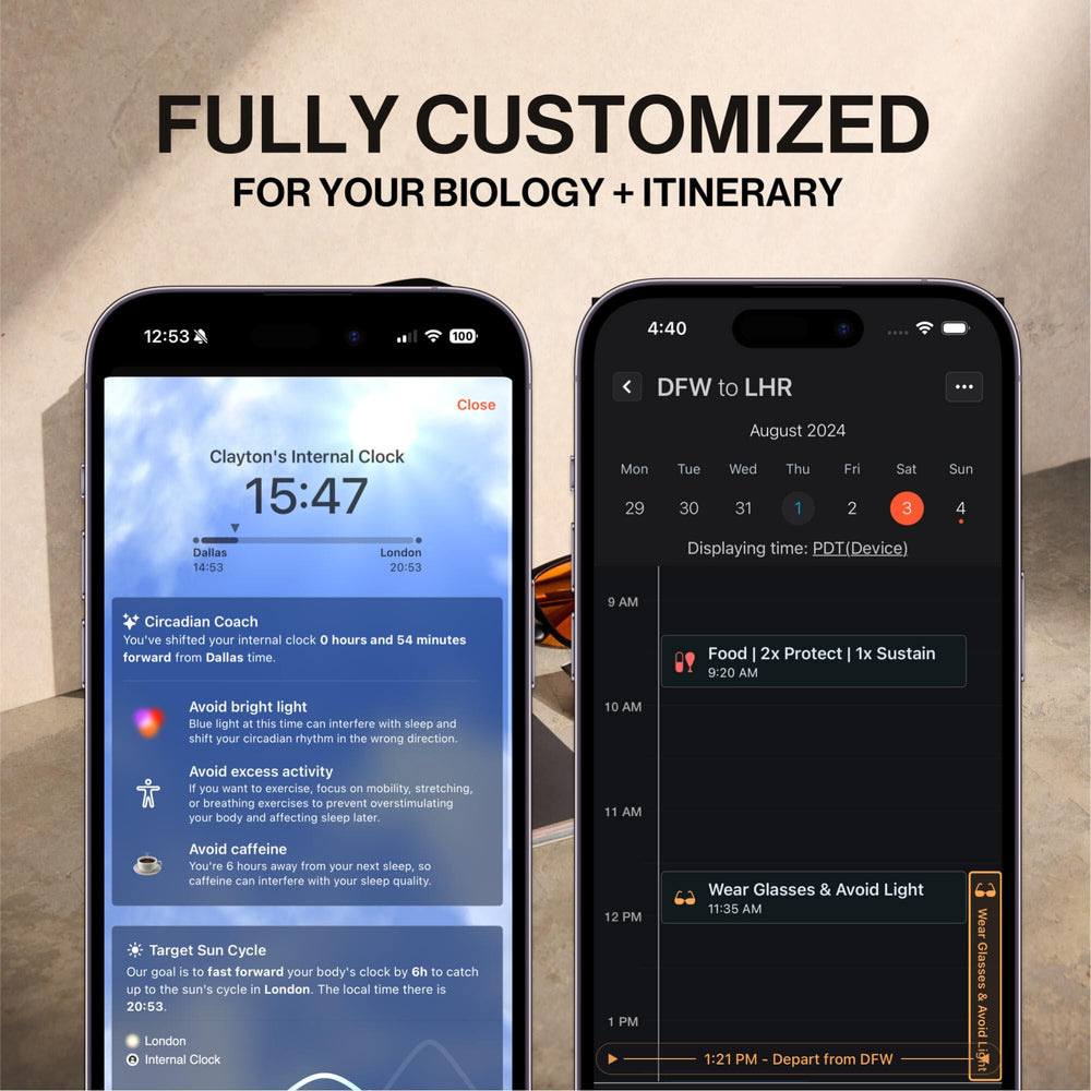 Flykitt app schedule screen offers personalized timing guidance.