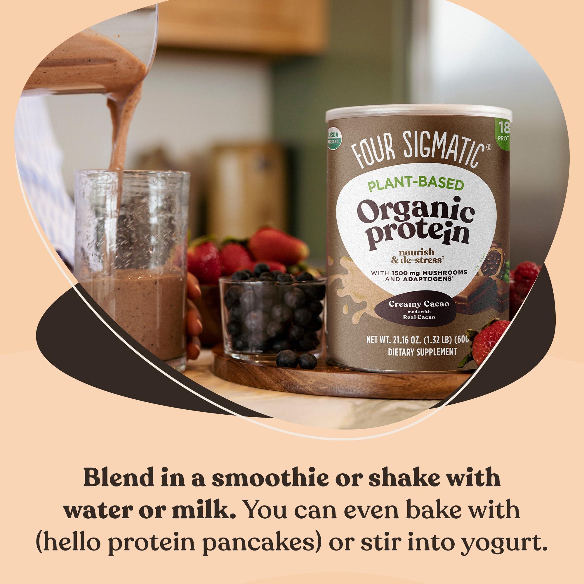 Four Sigmatic cacao powder flavor detail emphasizing rich chocolate notes