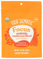 Four Sigmatic Focus Blend bottle close-up, caffeine-free focus option for study sessions