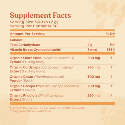 Four Sigmatic Focus Blend scoop in bowl shows easy-to-measure powder for focus-friendly recipes.
