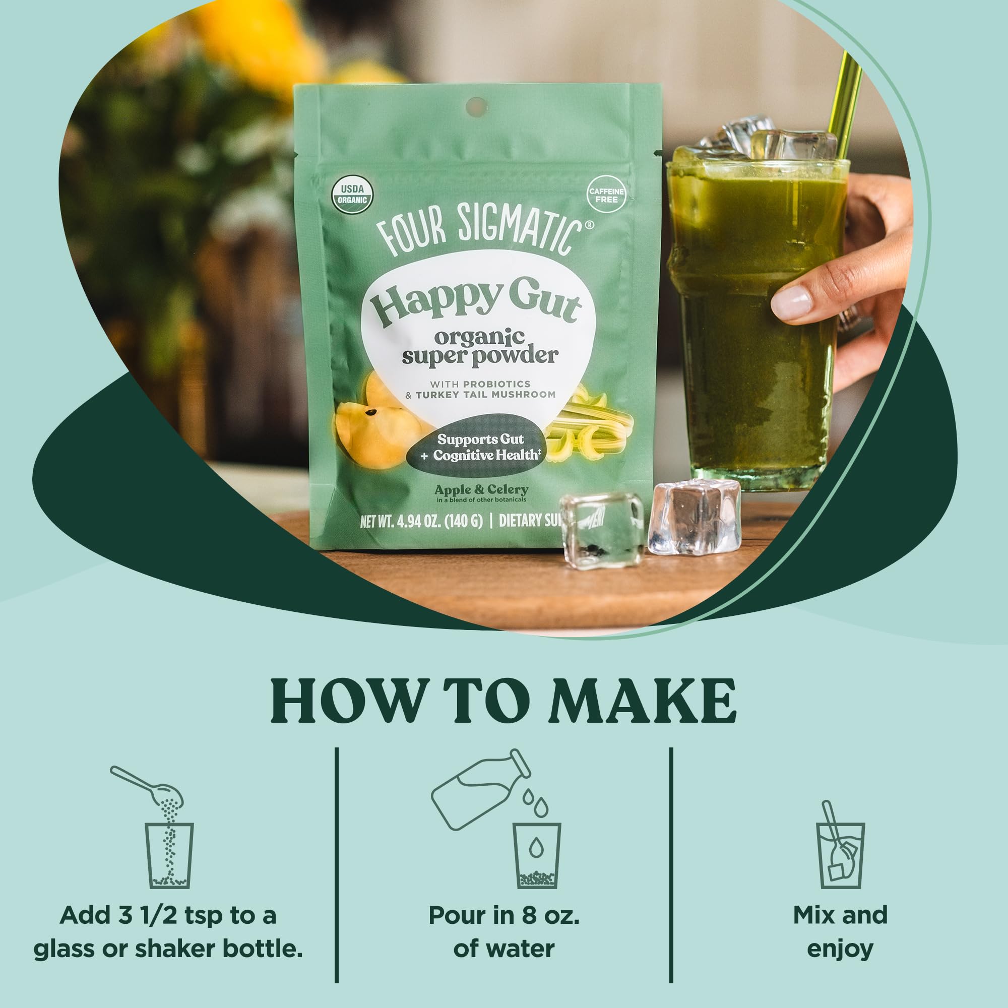 Smoothie with greens powder showing versatile daily use in breakfast bowls.