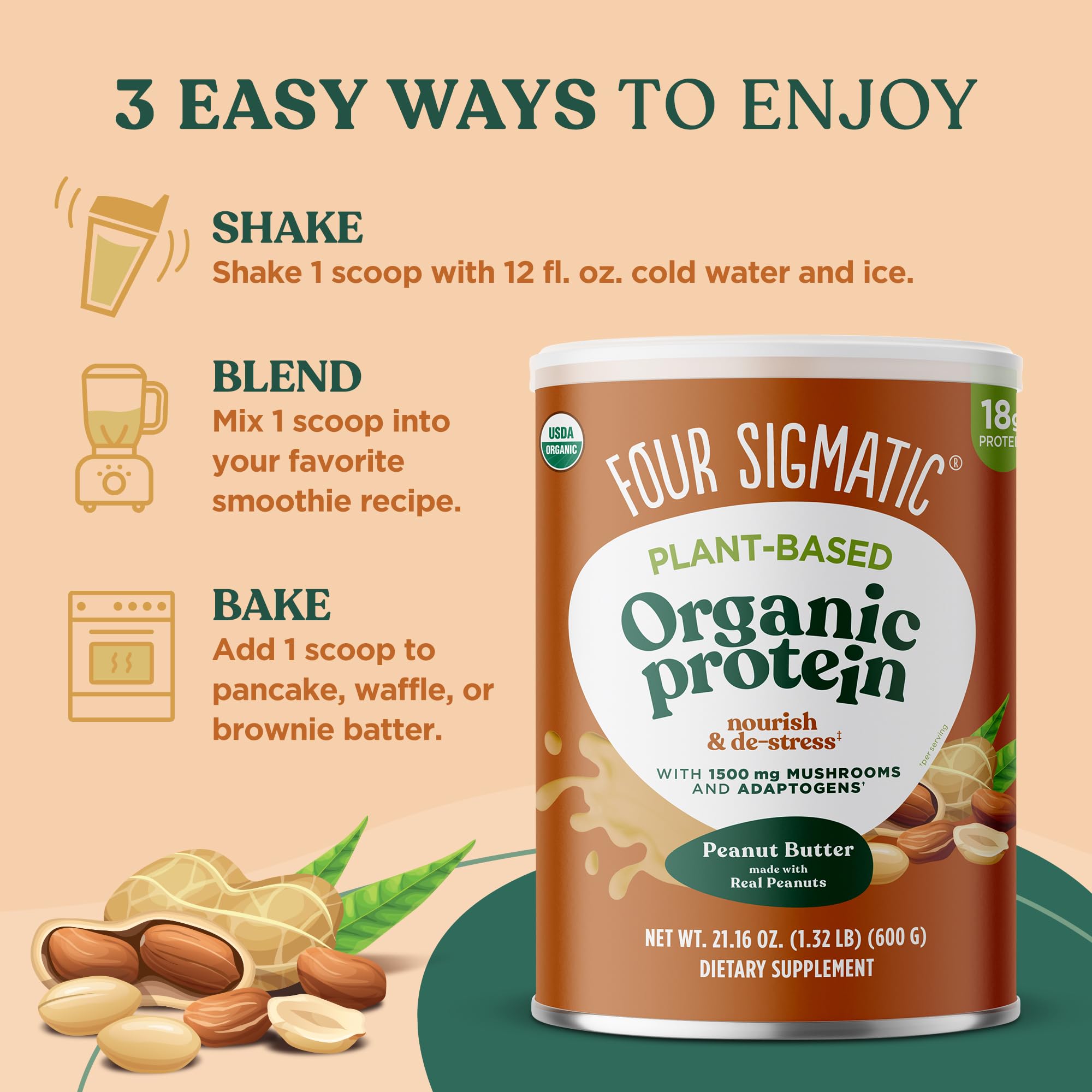 Four Sigmatic organic sweeteners including coconut milk powder and monk fruit.