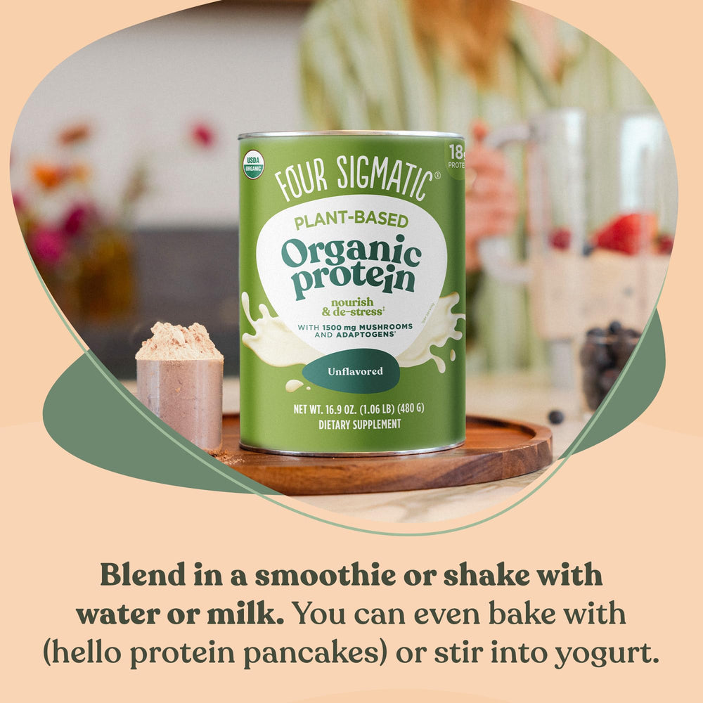 Four Sigmatic protein pancake batter being whisked for brunch uplift.