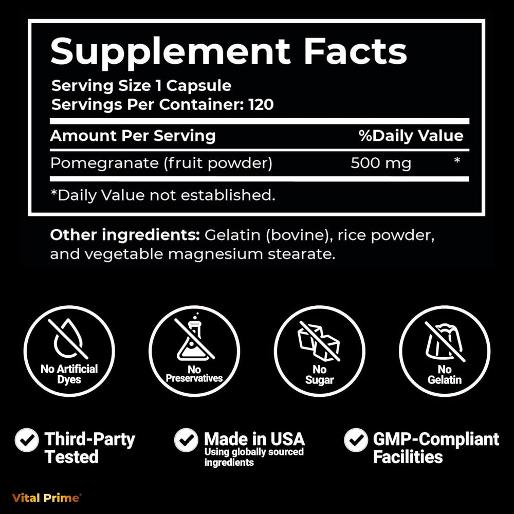 FourRoar Vital Prime capsules close-up showing 500 mg per dose.
