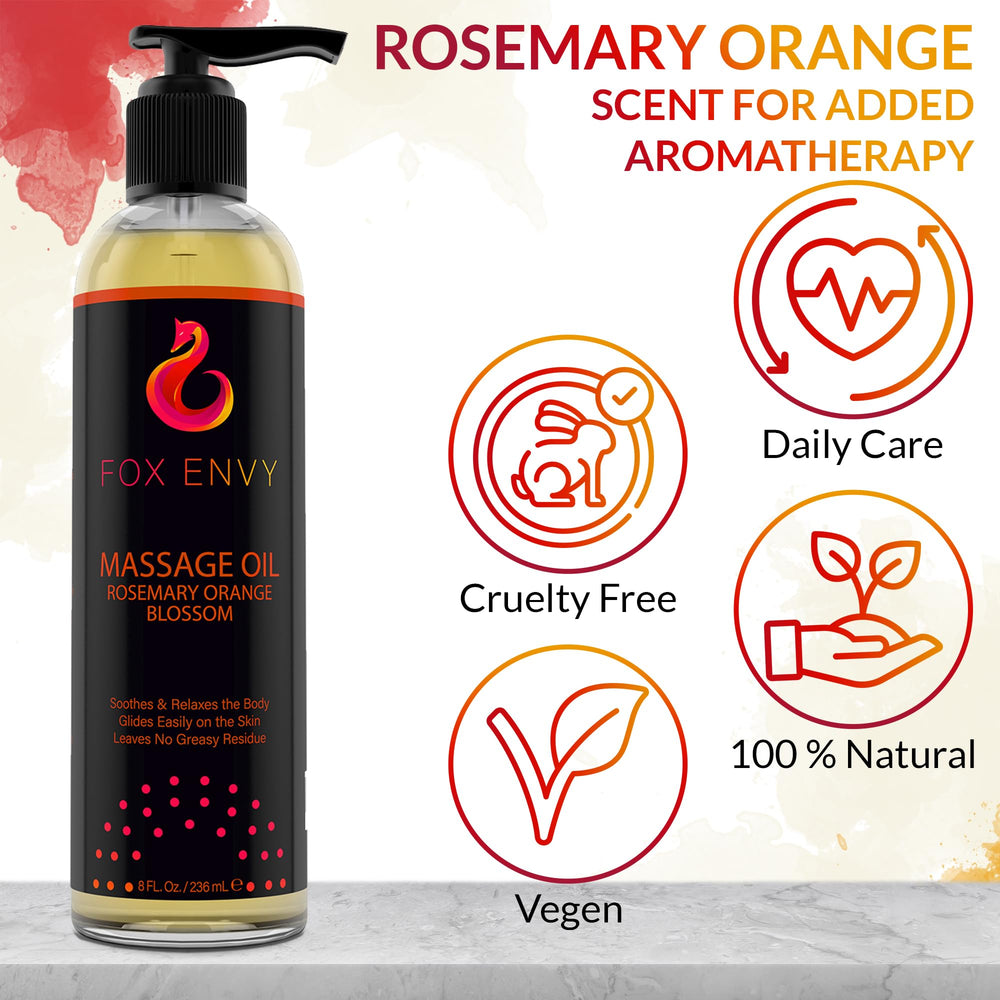 Fox Envy body oil provides a non-greasy finish after massage.