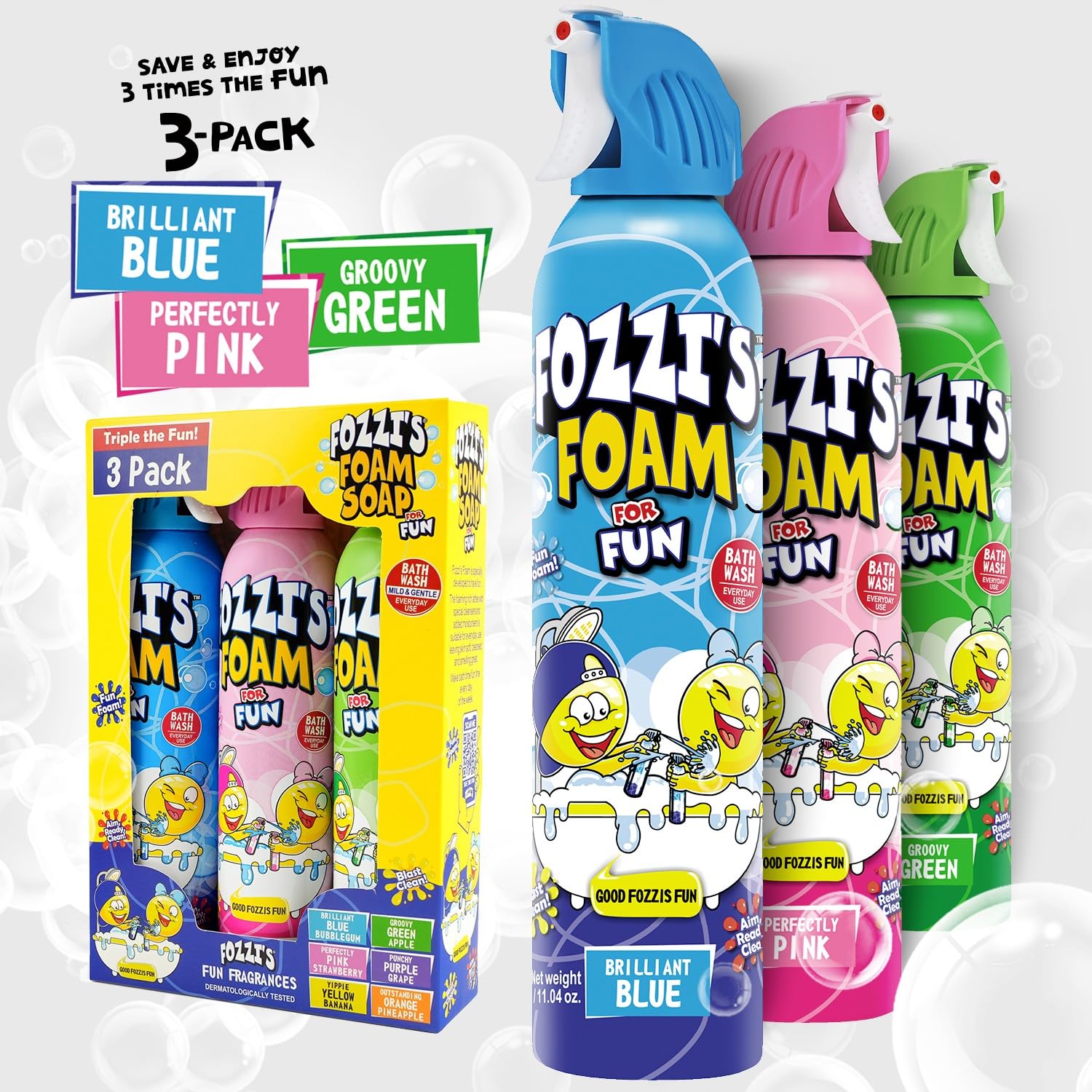 FOZZI'S bubble foam colors kit enhances bath time fun