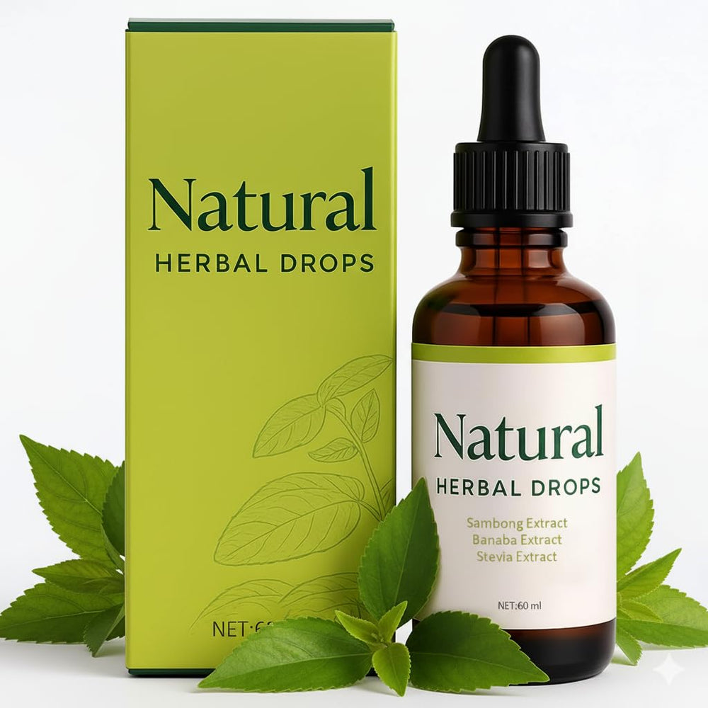 FQMUEV Dok Natural Drops bottle with herbal backdrop for holistic wellness.