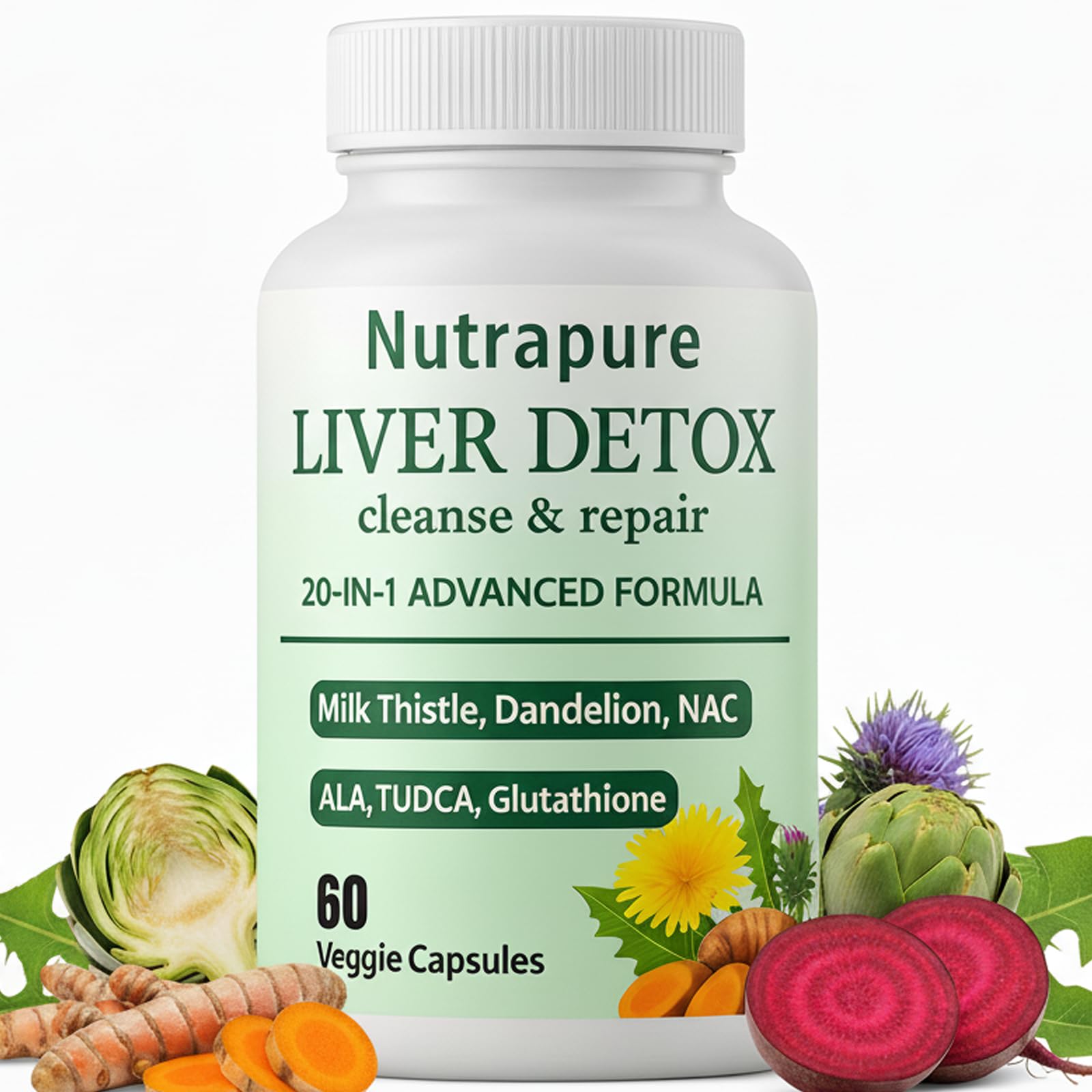 FQMUEV Nutrapure Liver Detox bottle front view with capsules for daily wellness