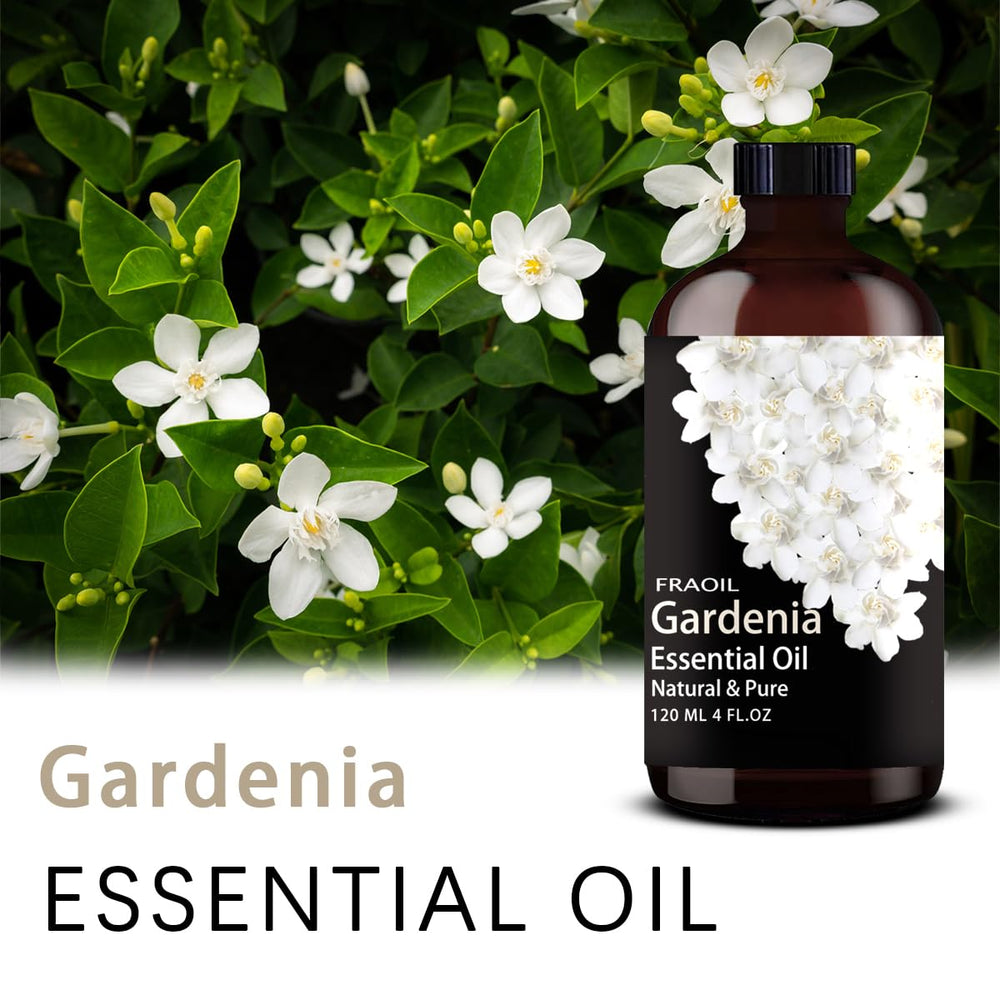 FRAOIL Gardenia essential oil with glass dropper for precise dosing.