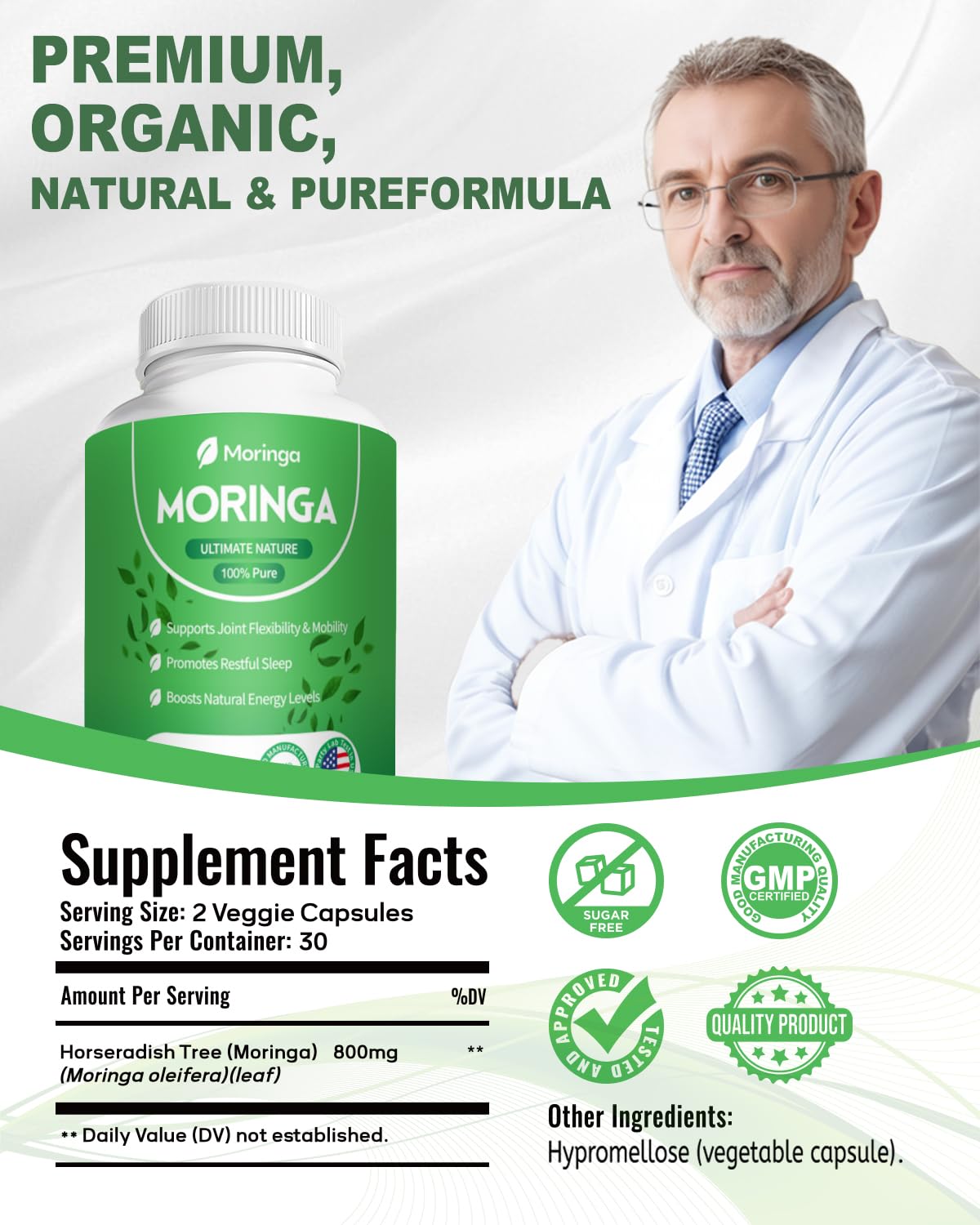 Fravonique Moringa Capsules on a desk integrate into daily wellness.