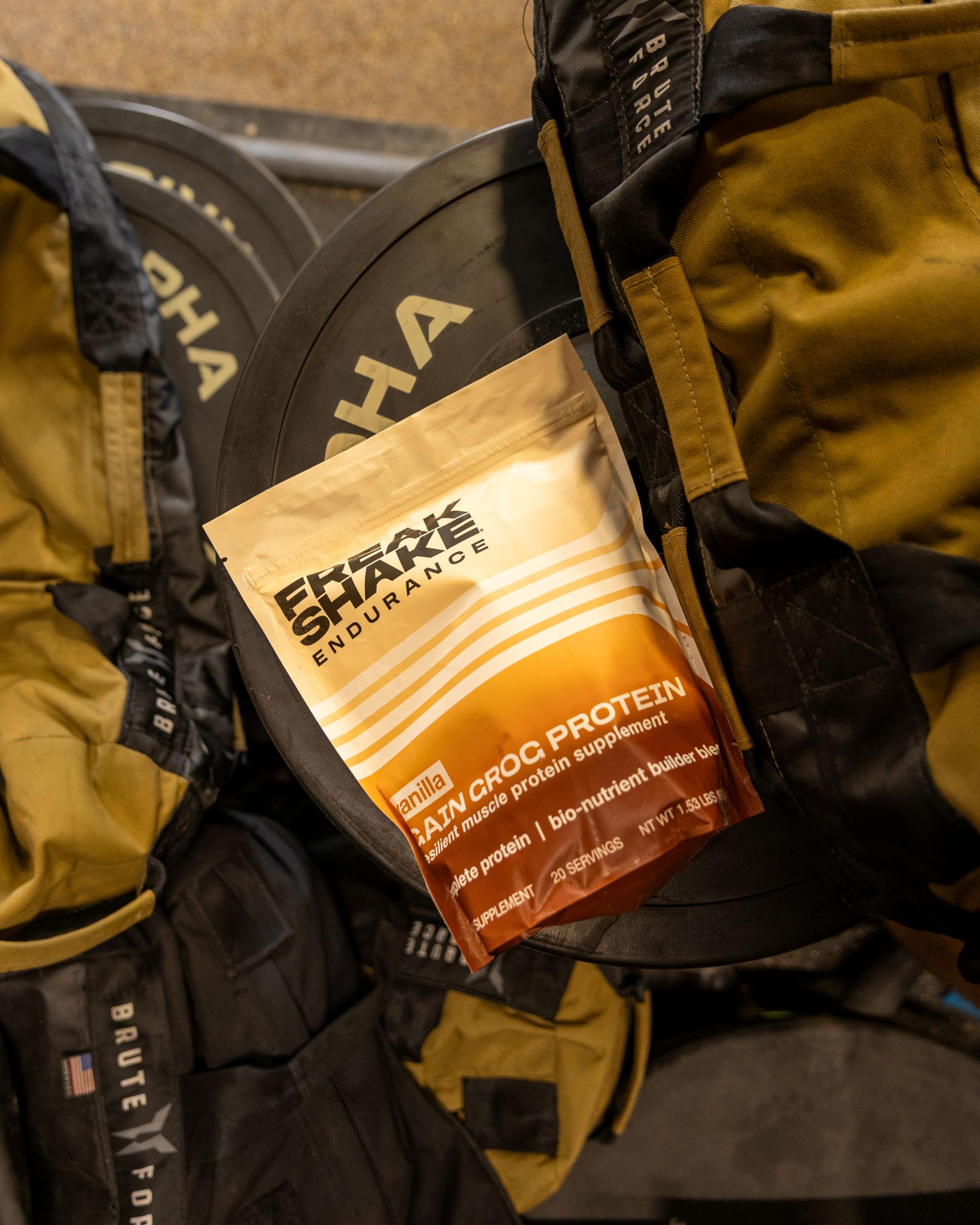 Freak Shake Vanilla Protein label close up highlighting the blend and benefits